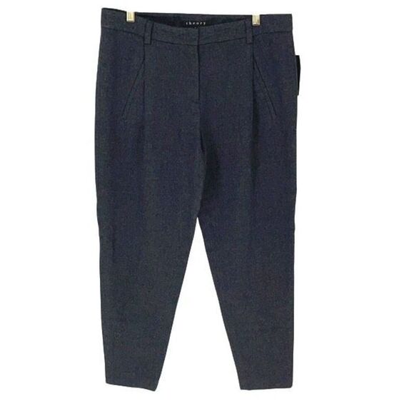 Theory Womens Ferran Flannel Wool Blend Tapered Trouser Pants Charcoal Sz 8 NWT